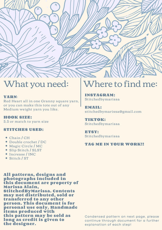 PATTERN ONLY- Crochet Granny Square Tote bag