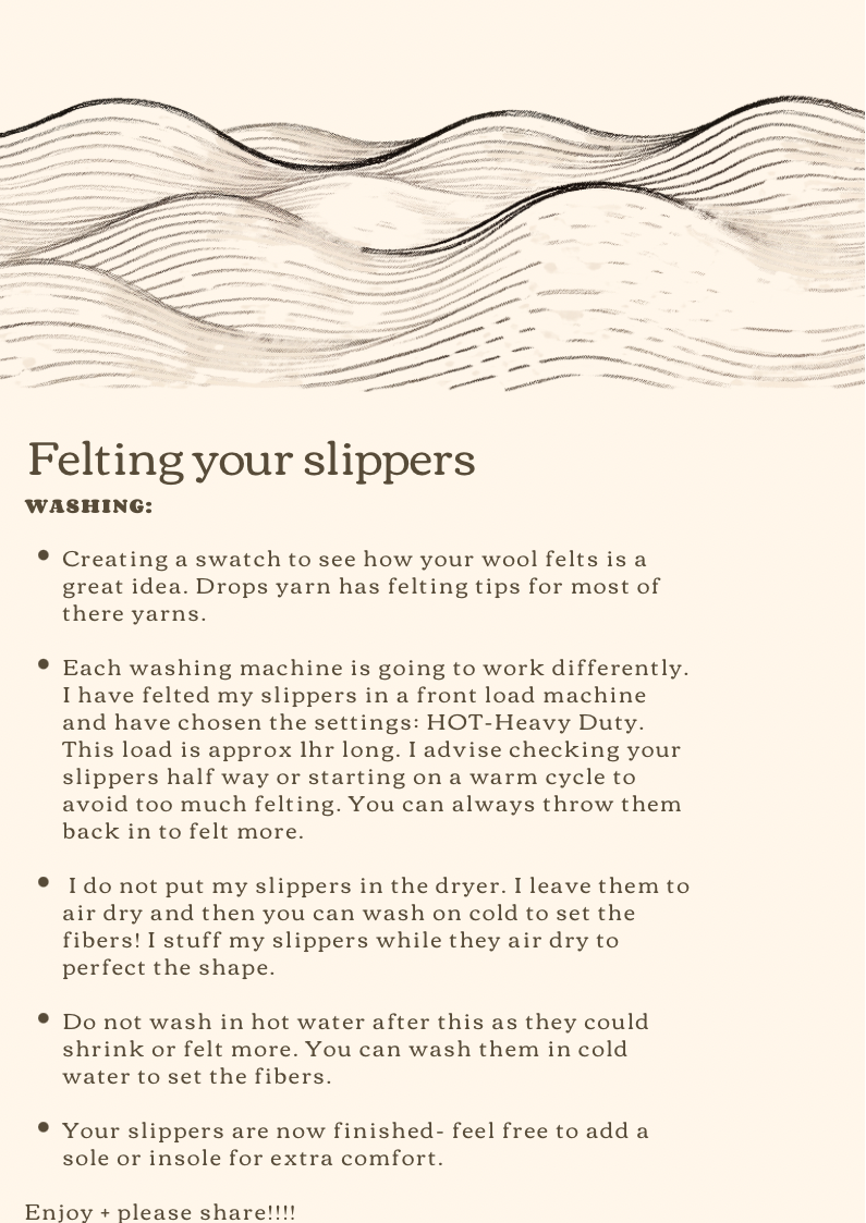 Felted Slippers Pattern-PDF ONLY