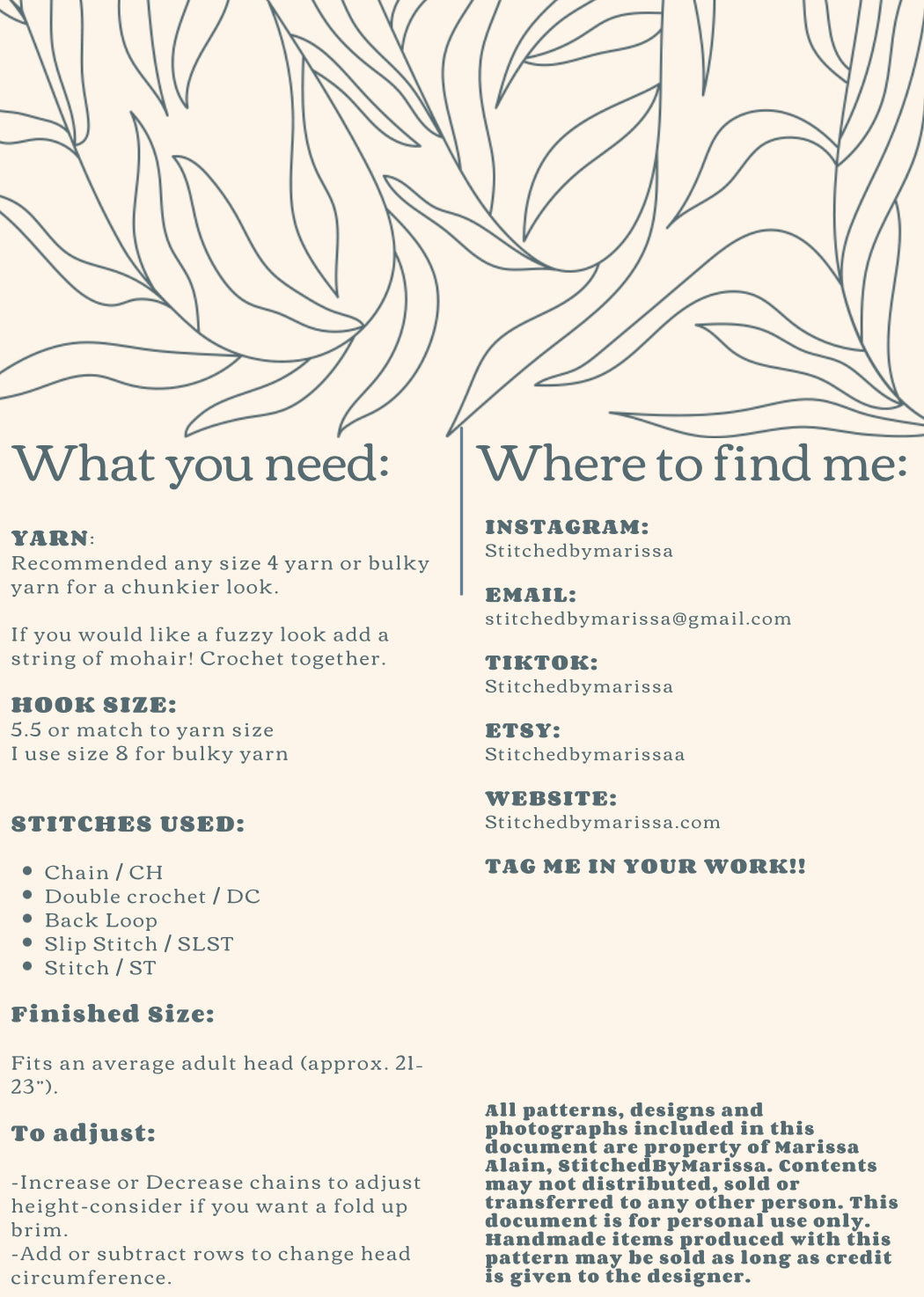 Crochet Toque Pattern For Beginners-PDF ONLY